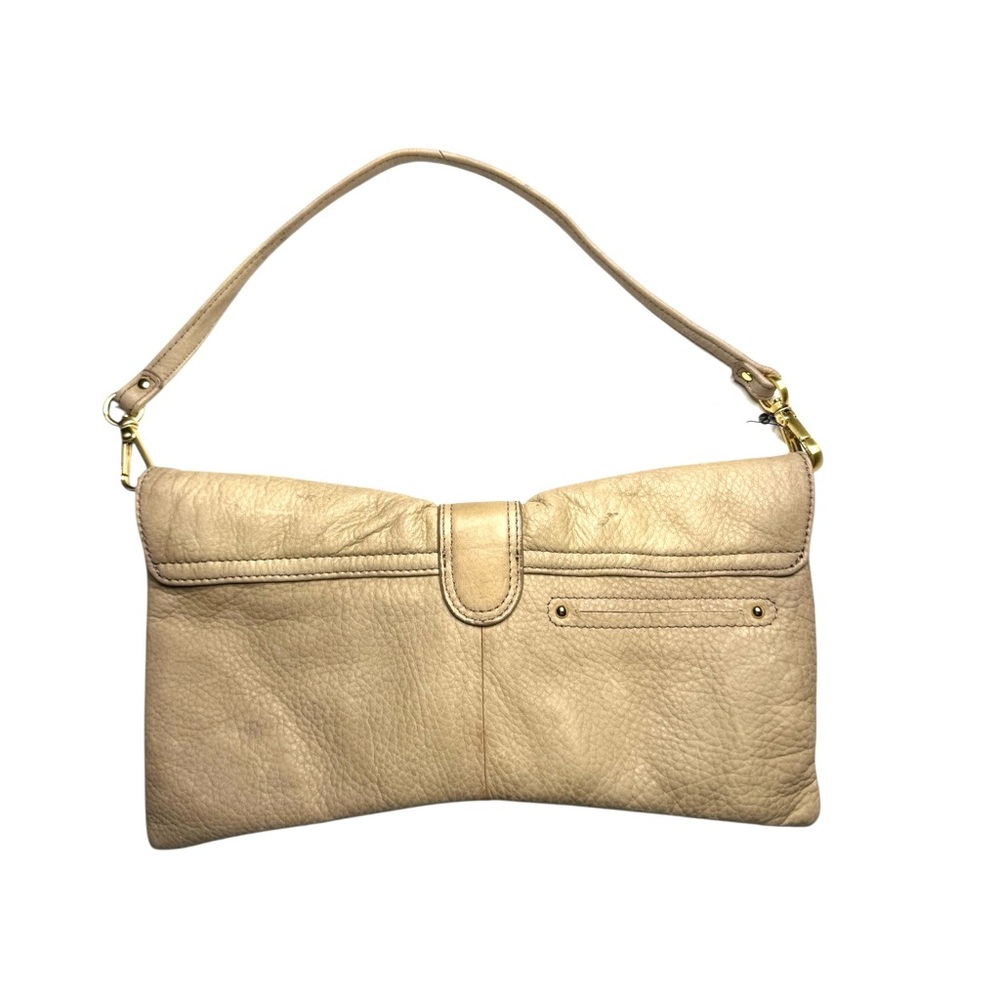 Leather Cream Shoulder Bag Gold Big Buckle - Picture 2 of 4